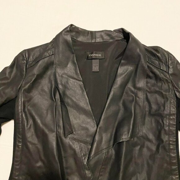 Danier Leather Blazer Jacket Womens 2XS Black - Picture 2 of 16